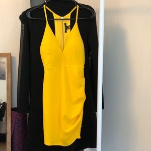 Bright yellow asymmetrical mini dress